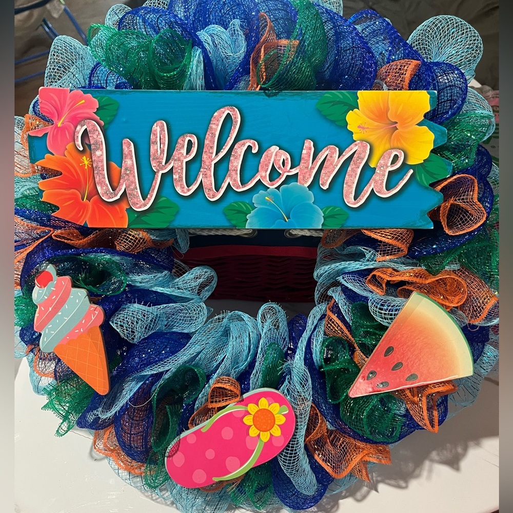 14 inch summertime wreath. Will consider offers